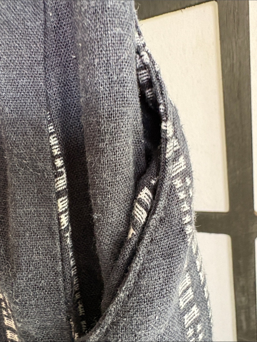 Navy Striped Paperbag Waist Pants - Picture 3 of 4